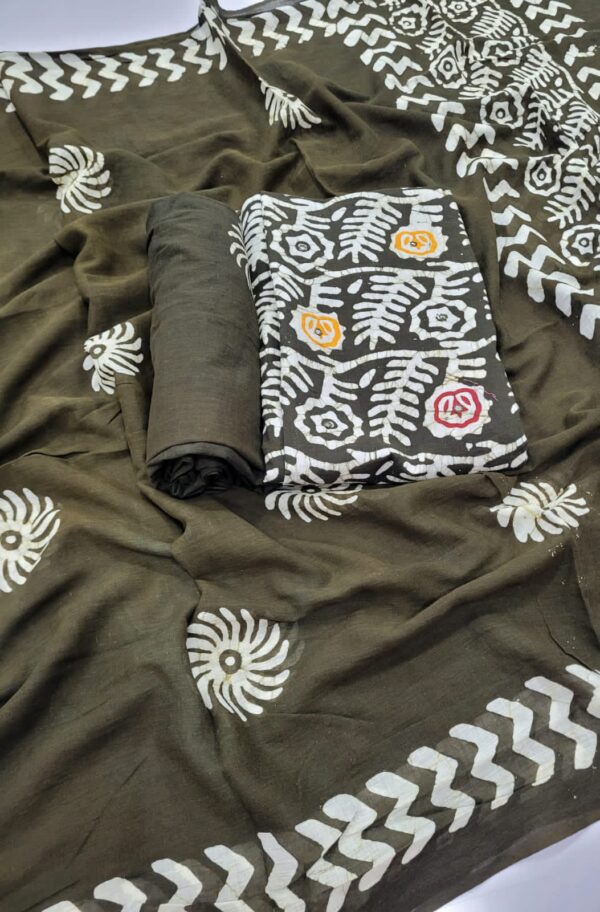 Branded Batik Printed Cotton Salwar Materials (Unstitched 3pcs)