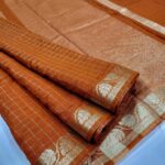 Premium Crushed silk Sarees with Zari checks