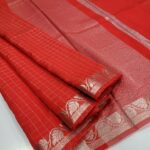 Premium Crushed silk Sarees with Zari checks