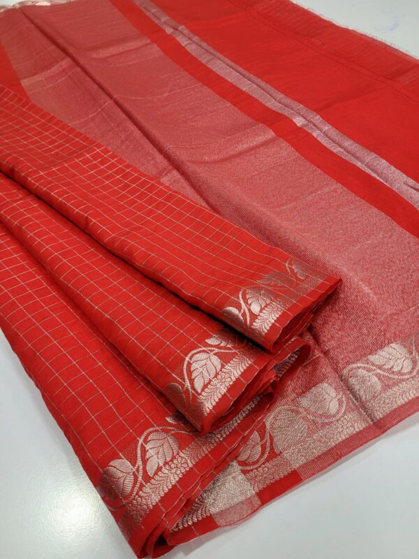 Premium Crushed silk Sarees with Zari checks