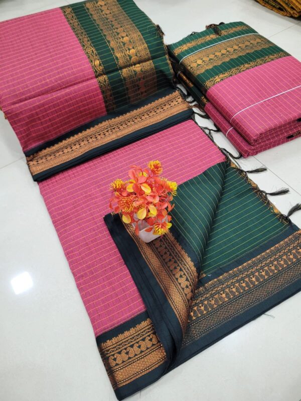 Checked Kalyani cotton saree/Lata Gadwal Paithani