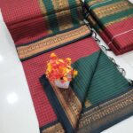 Checked Kalyani cotton saree/Lata Gadwal Paithani