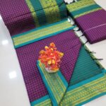 Checked Kalyani cotton saree/Lata Gadwal Paithani