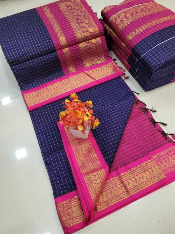 Checked Kalyani cotton saree/Lata Gadwal Paithani
