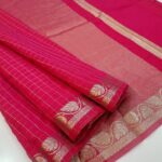 Premium Crushed silk Sarees with Zari checks