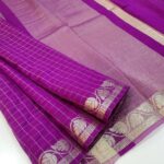 Premium Crushed silk Sarees with Zari checks