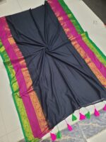 Premium Mul Cotton Sarees ( Black ) - Image 2