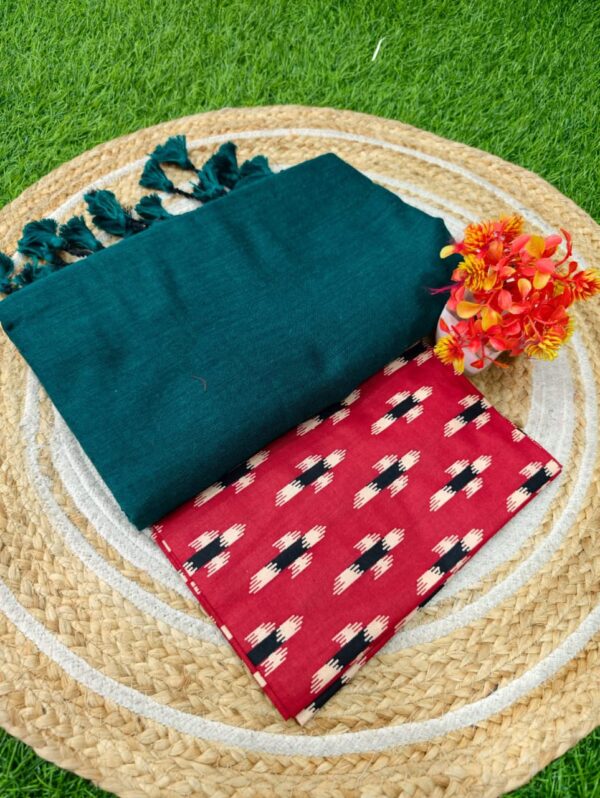 Khadi Cotton Saree+Blouse Combo