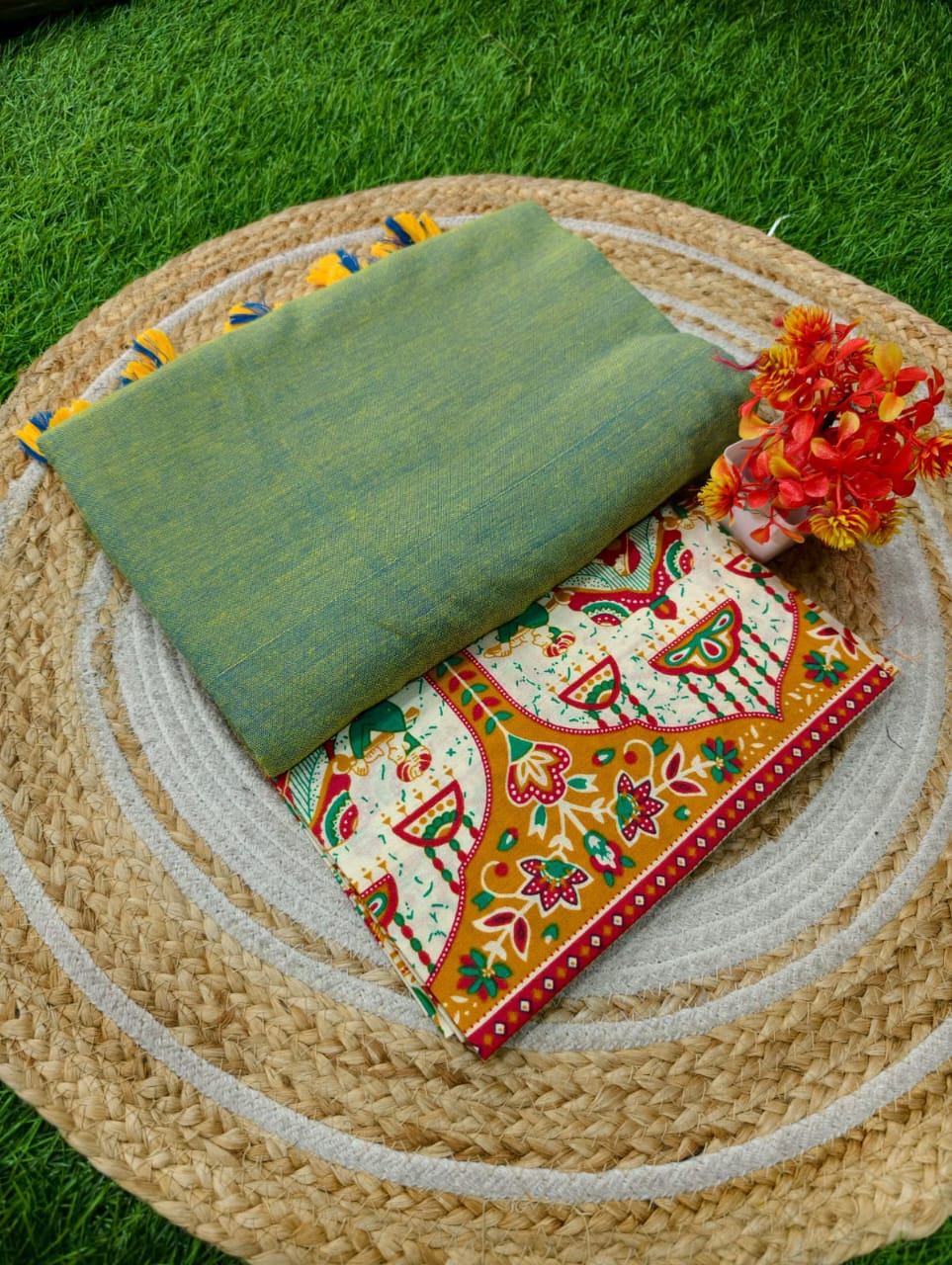 WhatsApp Image 2026-01-09 at 12.24.19 PM (2) Khadi Cotton Saree+Blouse Combo - Image 1