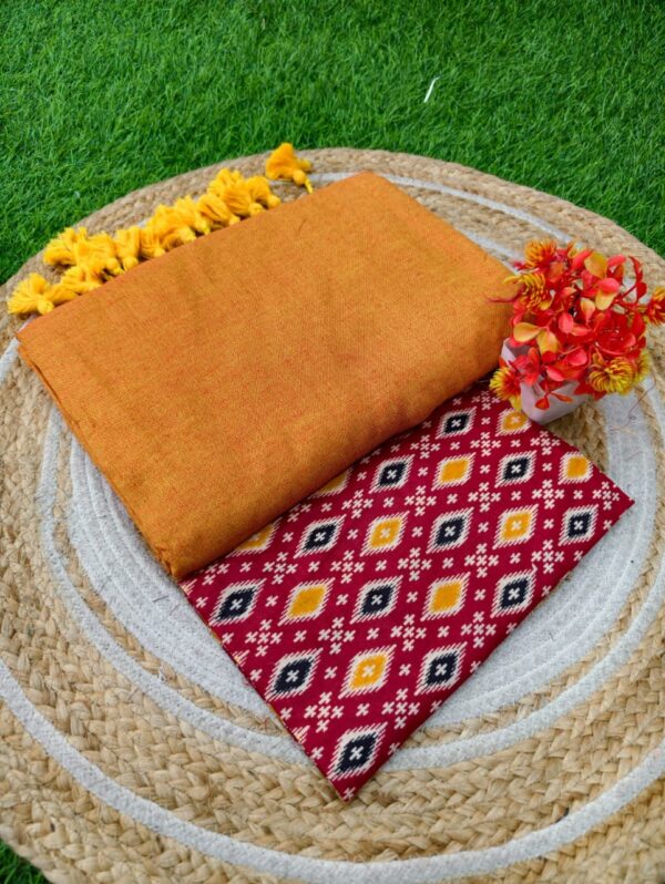 Khadi Cotton Saree+Blouse Combo