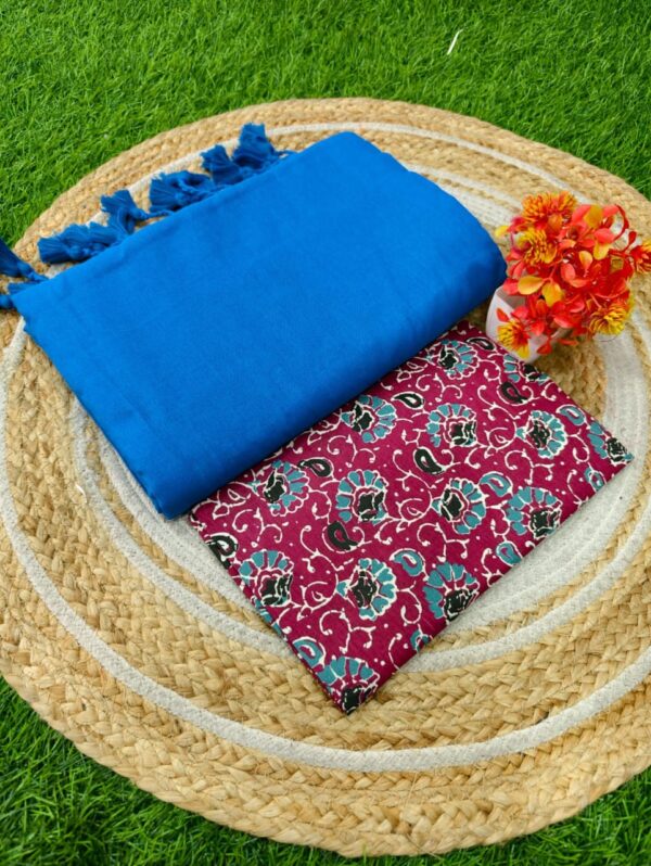 Khadi Cotton Saree+Blouse Combo