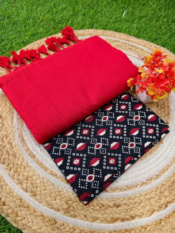 Khadi Cotton Saree+Blouse Combo