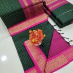 Checked Kalyani cotton saree/Lata Gadwal Paithani