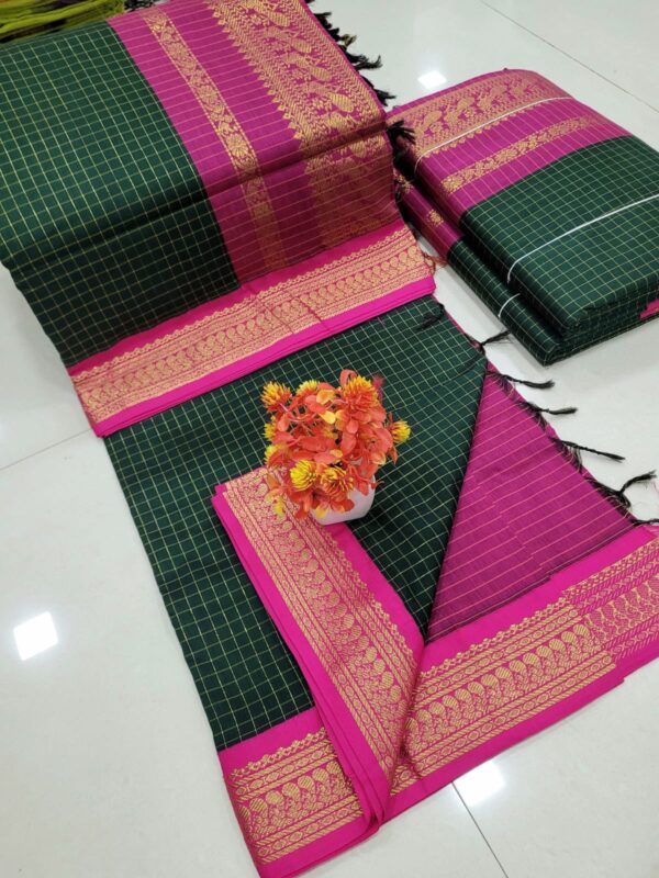 Checked Kalyani cotton saree/Lata Gadwal Paithani