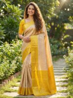 Nita Ambani Mam inspired Banaras tissue Saree + Aari work Blouse - Image 5