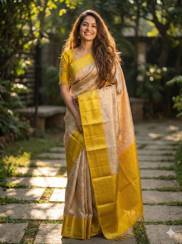 Nita Ambani Mam inspired Banaras tissue Saree + Aari work Blouse