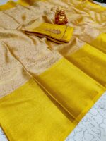 Nita Ambani Mam inspired Banaras tissue Saree + Aari work Blouse - Image 2