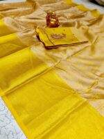 Nita Ambani Mam inspired Banaras tissue Saree + Aari work Blouse - Image 4