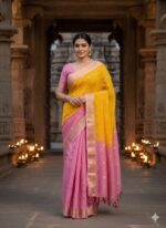 Elite Chinnon silk Saree with 2D Checks - Image 5