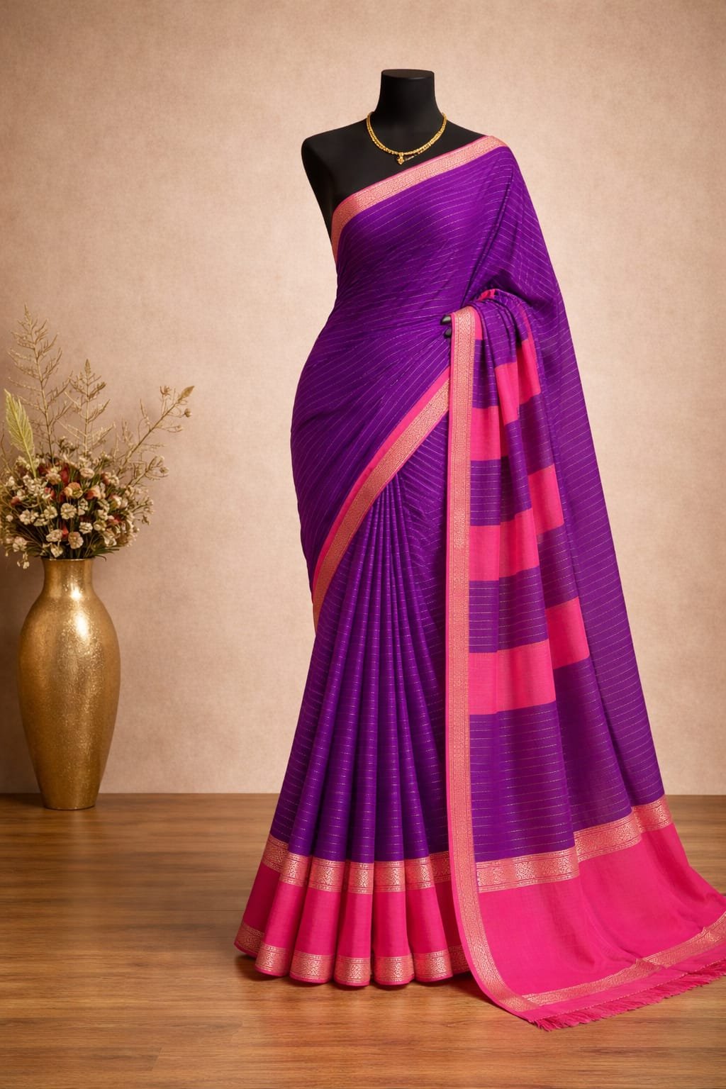 2026/02/1005176117-1.jpg Premium Mysore Crepe Silk Sarees with Rettapetta border - Image 1