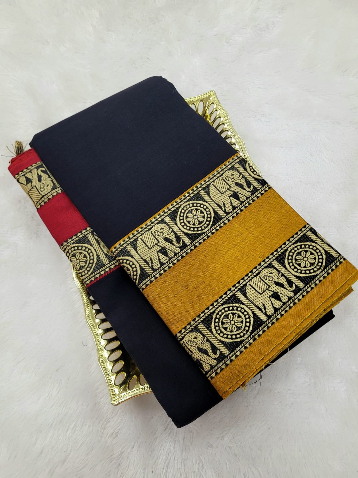 2026/02/1005176193.jpg Authentic Narayanpet - Ganga Jamuna Border ( Black ) - Image 1