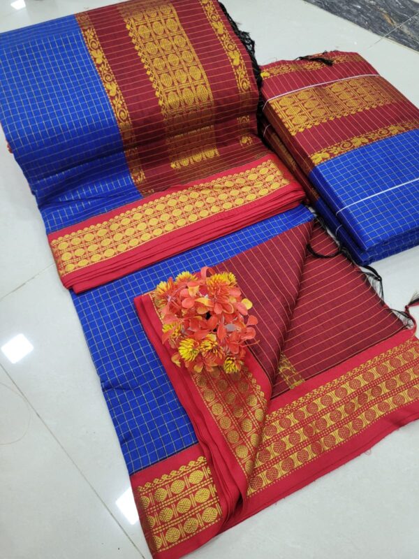 Checked Kalyani cotton saree/Lata Gadwal Paithani