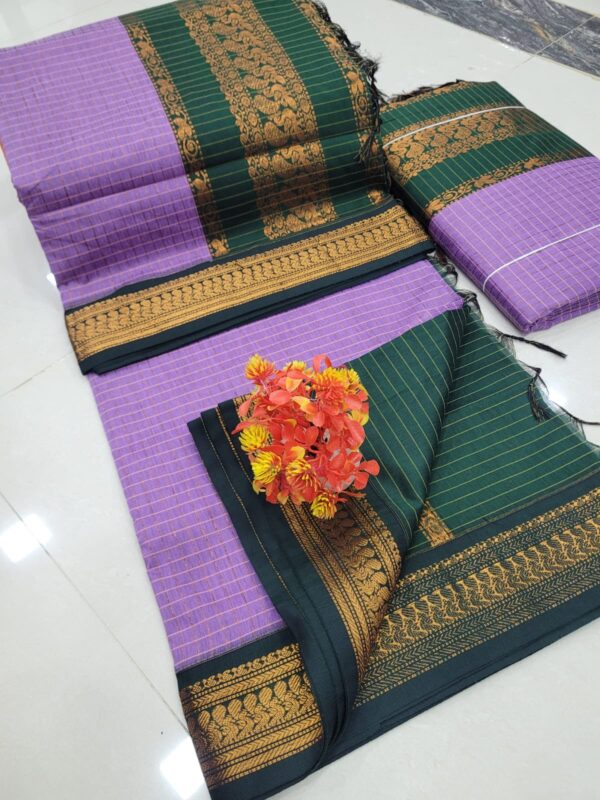 Checked Kalyani cotton saree/Lata Gadwal Paithani
