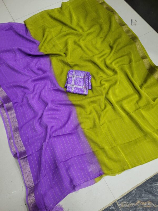 Elite Chinnon silk Saree with 2D Checks