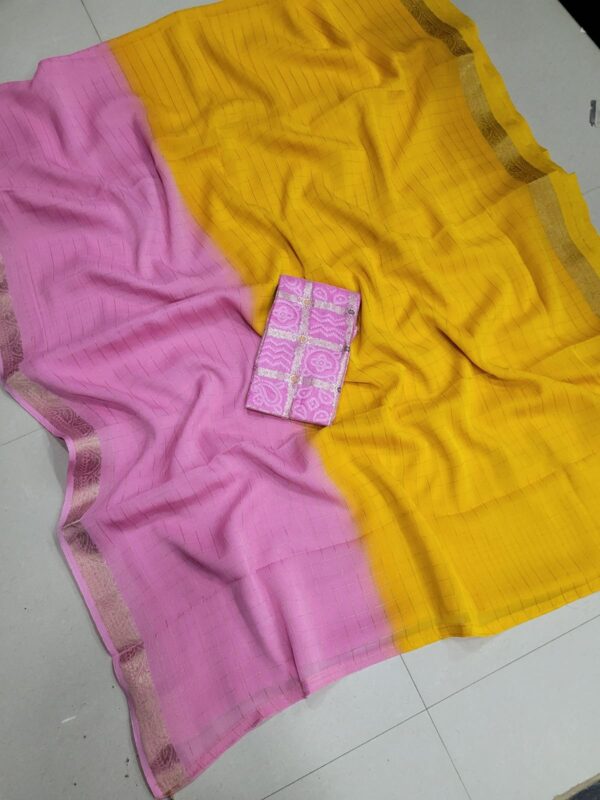 Elite Chinnon silk Saree with 2D Checks
