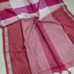 Multi Colored Checked Handloom Linen Saree