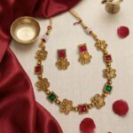 Rubi & Emerald Stone Choker with Earring Set
