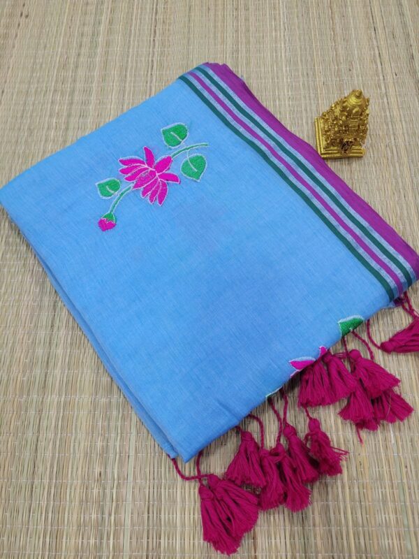 LOTUS EMBROIDERY MUL COTTON SAREES