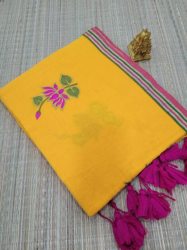 LOTUS EMBROIDERY MUL COTTON SAREES