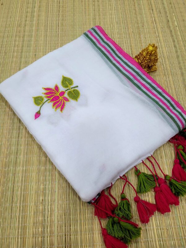 LOTUS EMBROIDERY MUL COTTON SAREES