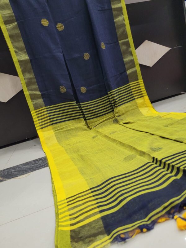 BALL : HANDLOOM KADHI SAREES ( Dark Nevy Blue )