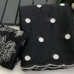 Fancy Soft Georgette Saree with scallop Cutwork ( Black )