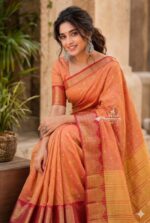 Elite Raw silk Sarees with Temple tower Design