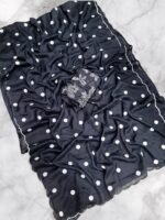 Fancy Soft Georgette Saree with scallop Cutwork ( Black ) - Image 2