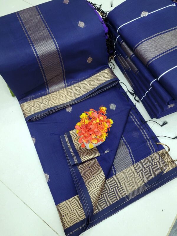 Maheswari Silk Cotton Saree ( Nevy Blue )