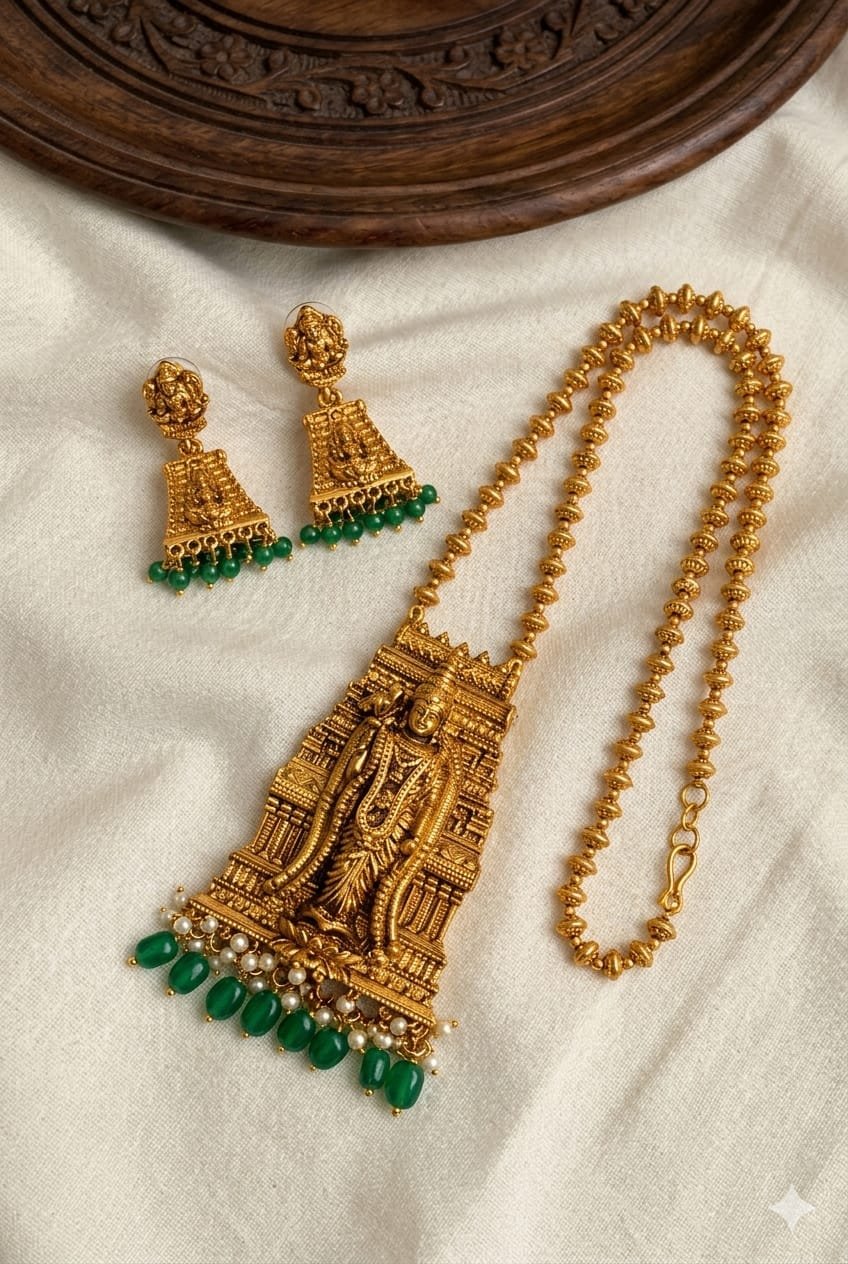 2026/05/1005206095.jpg Premium & Designer Wear Neck Piece with Earring Set - Image 1