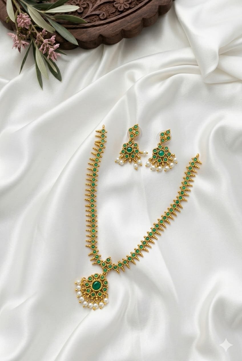 2026/05/1005206149.jpg Premium & Designer Wear Neck Piece with Earring Set - Image 1