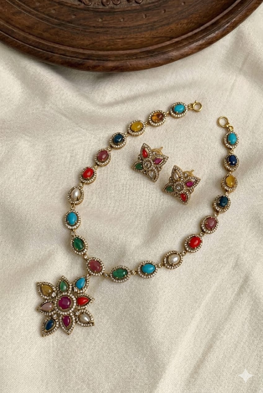 2026/05/1005206152.jpg Premium & Designer Wear Neck Piece with Earring Set - Image 1