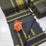 Checked Kalyani cotton saree/Lata Gadwal Paithani ( Black )
