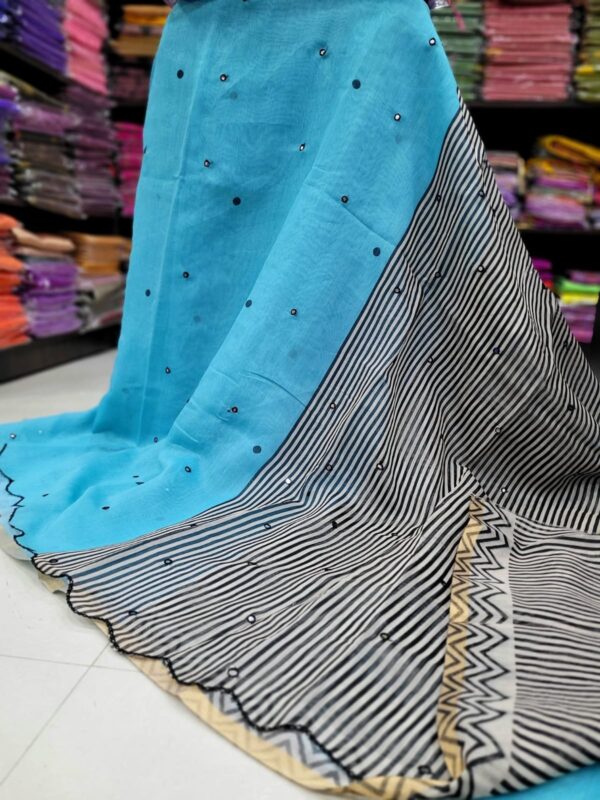 Premium Chanderi Mirror Embroidery Sarees