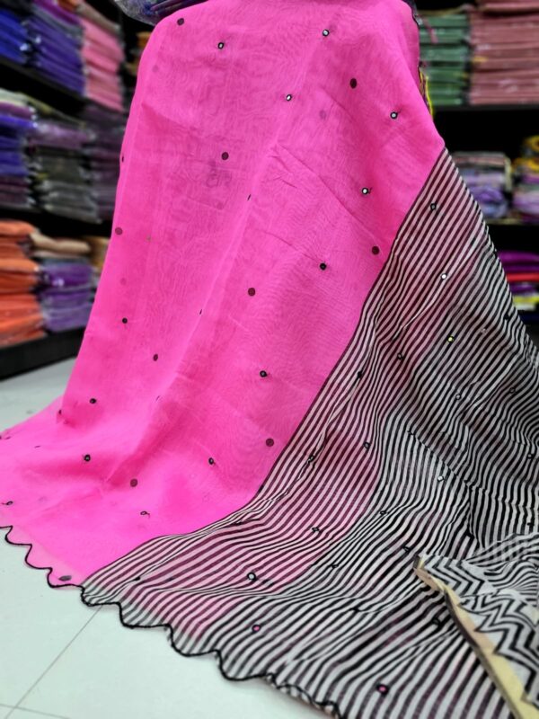 Premium Chanderi Mirror Embroidery Sarees