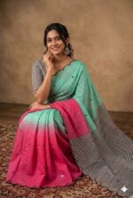 Premium Linen Mirror Embroidery Sarees