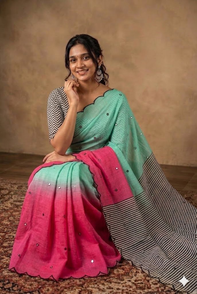 2026/06/1005215036.jpg Premium Linen Mirror Embroidery Sarees - Image 1