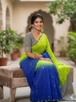 Premium Linen Mirror Embroidery Sarees