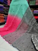 Premium Linen Mirror Embroidery Sarees - Image 2