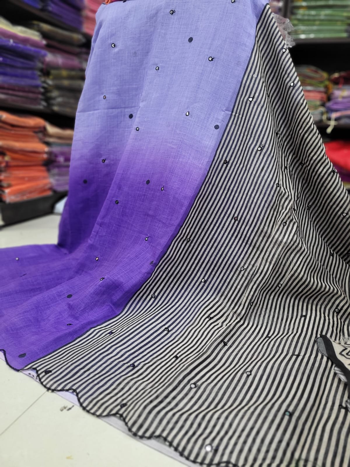 2026/06/1005215044.jpg Premium Linen Mirror Embroidery Sarees - Image 1